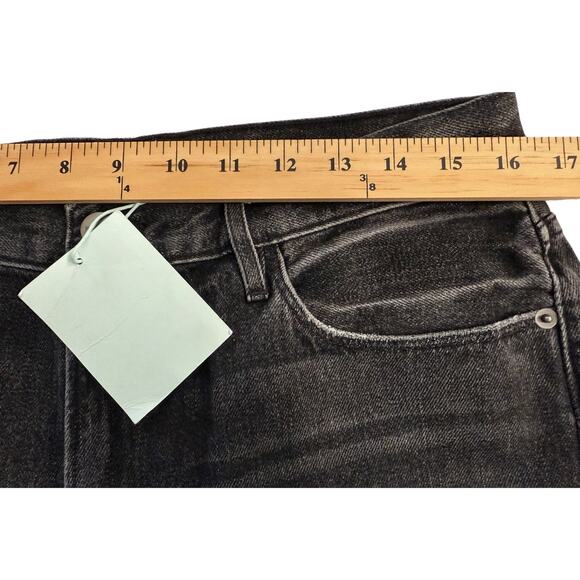 Frame Jeans Womens 32 Black Beaconsfield Wide Leg Raw Hem Cropped Denim Cotton - Picture 3 of 8